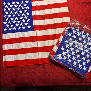 12pk American Flags Cotton Red, White & Blue Flags . 21”x21” New